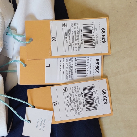 Kona Sol One Shoulder Striped One Piece Swimsuit Navy White - Picture 9 of 9